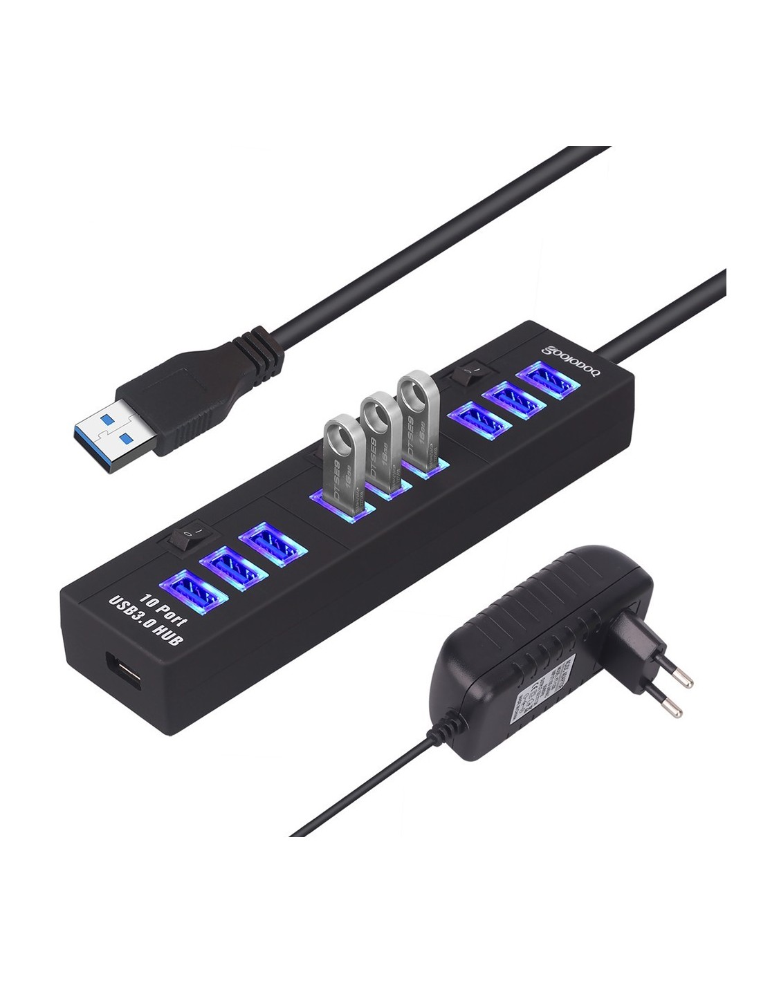 Hub USB a 10 porte USB 3.0 5V 2A